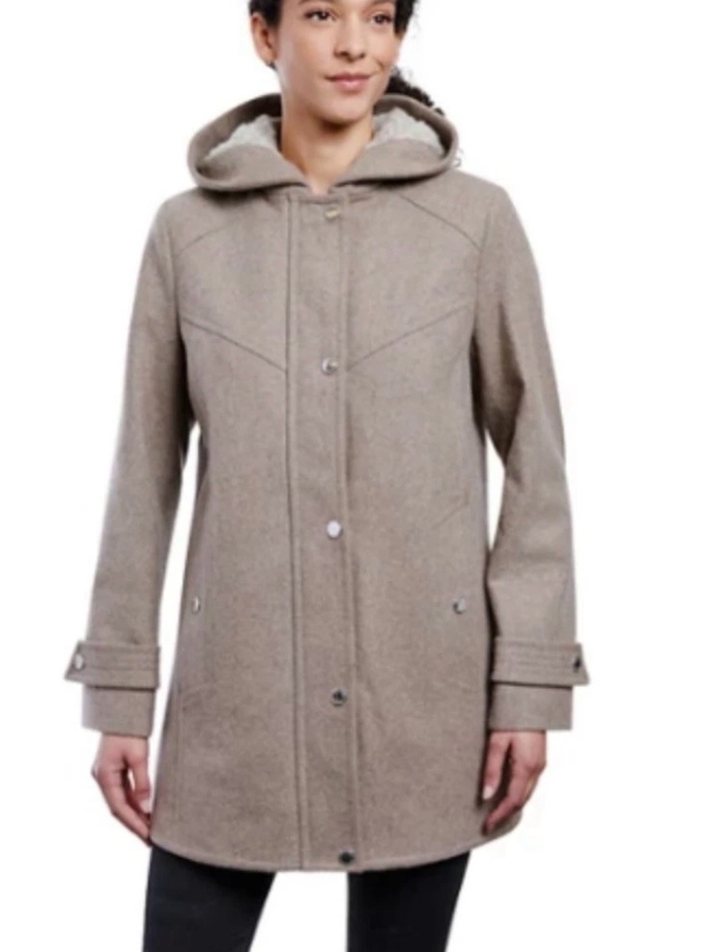 London Fog • NWT • Wool Blend Hooded Coat • Taupe • XXL